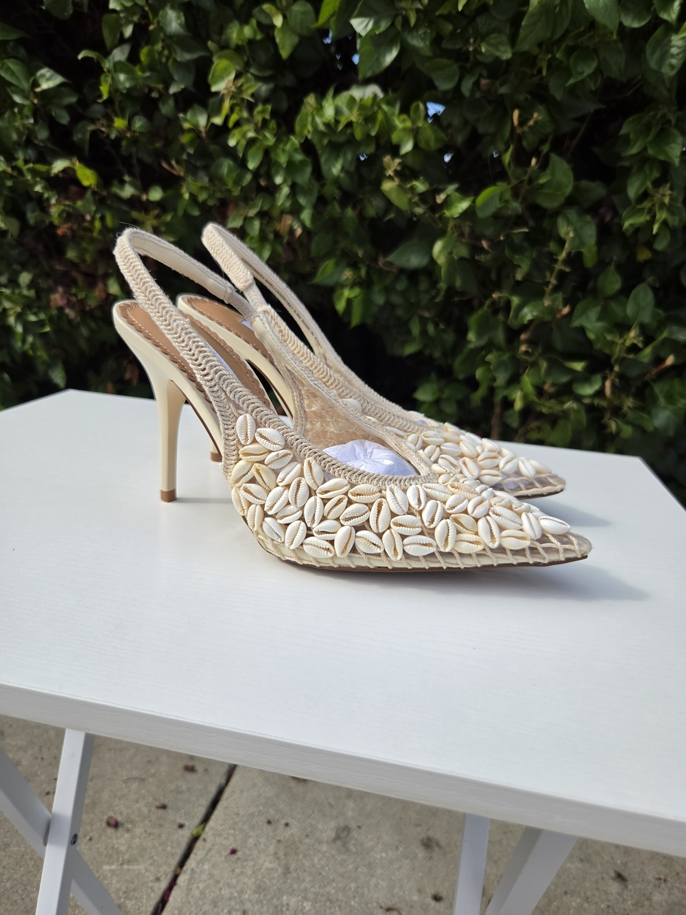 Steve Madden Andromeda Shell Pumps 6.5 Natural Mesh Crochet 4" From REVOLVE